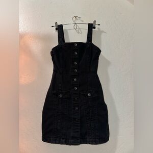 H&M Black Button-Front Mini Dress